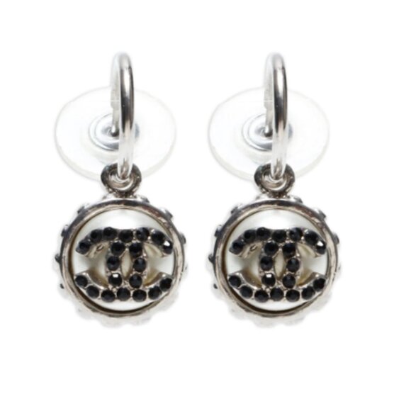 CHANEL 2002 CC Rhinestone Drop Earrings - Picture 1 of 3